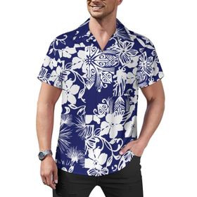 AILLOSA Hawaii Çiçek Baskılı 3D Desen Kısa Kollu YH-29 Erkek Gömlek