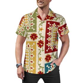 AILLOSA Hawaii Çiçek Baskılı 3D Desen Kısa Kollu YH-297 Erkek Gömlek