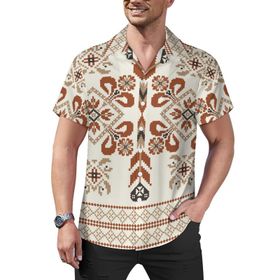 AILLOSA Hawaii Çiçek Baskılı 3D Desen Kısa Kollu YH-299 Erkek Gömlek