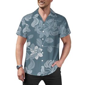 AILLOSA Hawaii Çiçek Baskılı 3D Desen Kısa Kollu YH-309 Erkek Gömlek