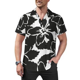 AILLOSA Hawaii Çiçek Baskılı 3D Desen Kısa Kollu YH-310 Erkek Gömlek