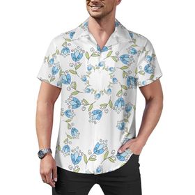 AILLOSA Hawaii Çiçek Baskılı 3D Desen Kısa Kollu YH-311 Erkek Gömlek