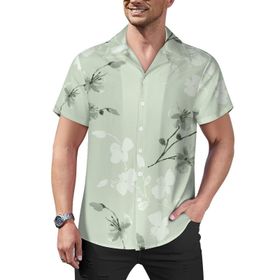 AILLOSA Hawaii Çiçek Baskılı 3D Desen Kısa Kollu YH-314 Erkek Gömlek