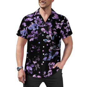 AILLOSA Hawaii Çiçek Baskılı 3D Desen Kısa Kollu YH-317 Erkek Gömlek