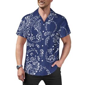 AILLOSA Hawaii Çiçek Baskılı 3D Desen Kısa Kollu YH-319 Erkek Gömlek