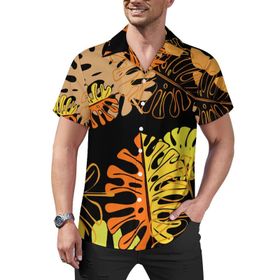 AILLOSA Hawaii Çiçek Baskılı 3D Desen Kısa Kollu YH-323 Erkek Gömlek