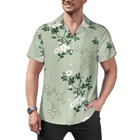 AILLOSA Hawaii Çiçek Baskılı 3D Desen Kısa Kollu YH-324 Erkek Gömlek