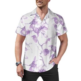 AILLOSA Hawaii Çiçek Baskılı 3D Desen Kısa Kollu YH-329 Erkek Gömlek