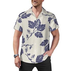AILLOSA Hawaii Çiçek Baskılı 3D Desen Kısa Kollu YH-33 Erkek Gömlek