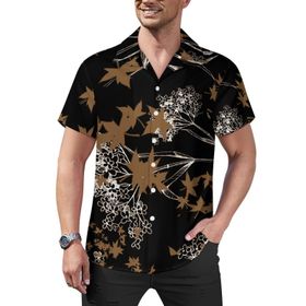 AILLOSA Hawaii Çiçek Baskılı 3D Desen Kısa Kollu YH-331 Erkek Gömlek