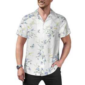 AILLOSA Hawaii Çiçek Baskılı 3D Desen Kısa Kollu YH-334 Erkek Gömlek