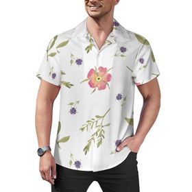 AILLOSA Hawaii Çiçek Baskılı 3D Desen Kısa Kollu YH-338 Erkek Gömlek