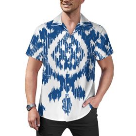 AILLOSA Hawaii Çiçek Baskılı 3D Desen Kısa Kollu YH-34 Erkek Gömlek