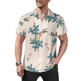AILLOSA Hawaii Çiçek Baskılı 3D Desen Kısa Kollu YH-345 Erkek Gömlek