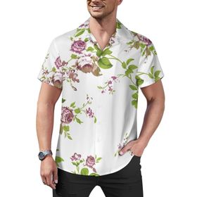 AILLOSA Hawaii Çiçek Baskılı 3D Desen Kısa Kollu YH-346 Erkek Gömlek