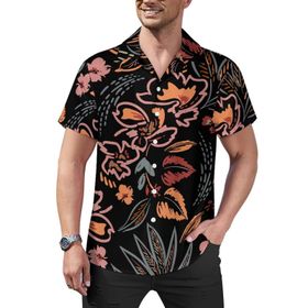 AILLOSA Hawaii Çiçek Baskılı 3D Desen Kısa Kollu YH-350 Erkek Gömlek