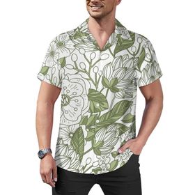 AILLOSA Hawaii Çiçek Baskılı 3D Desen Kısa Kollu YH-357 Erkek Gömlek