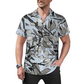AILLOSA Hawaii Çiçek Baskılı 3D Desen Kısa Kollu YH-363 Erkek Gömlek