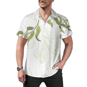 AILLOSA Hawaii Çiçek Baskılı 3D Desen Kısa Kollu YH-364 Erkek Gömlek