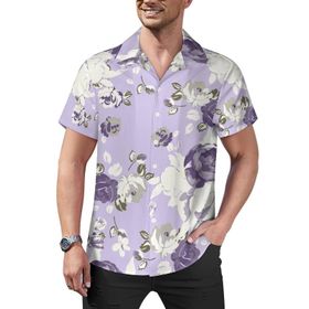 AILLOSA Hawaii Çiçek Baskılı 3D Desen Kısa Kollu YH-366 Erkek Gömlek