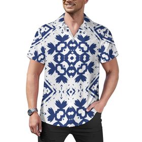 AILLOSA Hawaii Çiçek Baskılı 3D Desen Kısa Kollu YH-37 Erkek Gömlek