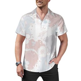 AILLOSA Hawaii Çiçek Baskılı 3D Desen Kısa Kollu YH-372 Erkek Gömlek