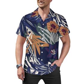 AILLOSA Hawaii Çiçek Baskılı 3D Desen Kısa Kollu YH-377 Erkek Gömlek