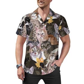 AILLOSA Hawaii Çiçek Baskılı 3D Desen Kısa Kollu YH-386 Erkek Gömlek