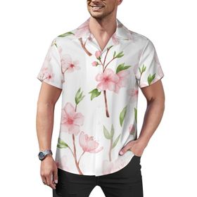 AILLOSA Hawaii Çiçek Baskılı 3D Desen Kısa Kollu YH-388 Erkek Gömlek