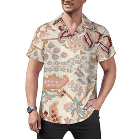 AILLOSA Hawaii Çiçek Baskılı 3D Desen Kısa Kollu YH-395 Erkek Gömlek