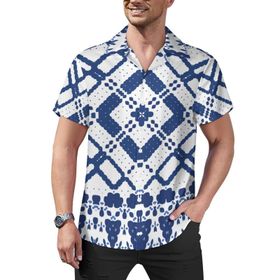 AILLOSA Hawaii Çiçek Baskılı 3D Desen Kısa Kollu YH-40 Erkek Gömlek