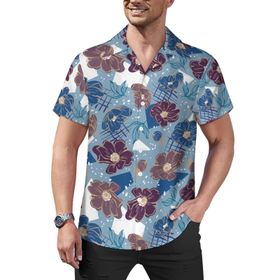 AILLOSA Hawaii Çiçek Baskılı 3D Desen Kısa Kollu YH-409 Erkek Gömlek