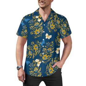 AILLOSA Hawaii Çiçek Baskılı 3D Desen Kısa Kollu YH-426 Erkek Gömlek