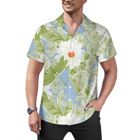 AILLOSA Hawaii Çiçek Baskılı 3D Desen Kısa Kollu YH-428 Erkek Gömlek