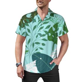 AILLOSA Hawaii Çiçek Baskılı 3D Desen Kısa Kollu YH-435 Erkek Gömlek