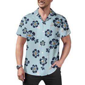 AILLOSA Hawaii Çiçek Baskılı 3D Desen Kısa Kollu YH-439 Erkek Gömlek