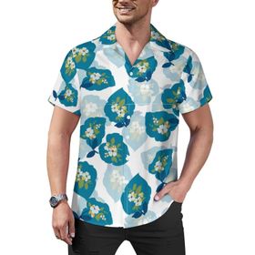 AILLOSA Hawaii Çiçek Baskılı 3D Desen Kısa Kollu YH-440 Erkek Gömlek