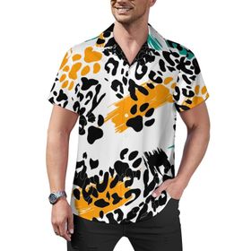 AILLOSA Hawaii Çiçek Baskılı 3D Desen Kısa Kollu YH-444 Erkek Gömlek