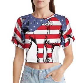 AILLOSA Racerback Tank Top Yuvarlak Yaka Kısa Kol Flag-01 Kadın T-shirt