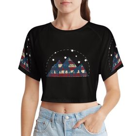 AILLOSA Racerback Tank Top Yuvarlak Yaka Kısa Kol Flag-02 Kadın T-shirt