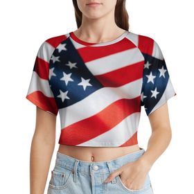 AILLOSA Racerback Tank Top Yuvarlak Yaka Kısa Kol Flag-03 Kadın T-shirt