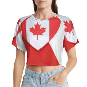 AILLOSA Racerback Tank Top Yuvarlak Yaka Kısa Kol Flag-04 Kadın T-shirt