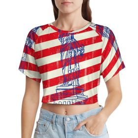 AILLOSA Racerback Tank Top Yuvarlak Yaka Kısa Kol Flag-06 Kadın T-shirt