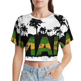 AILLOSA Racerback Tank Top Yuvarlak Yaka Kısa Kol Flag-104 Kadın T-shirt
