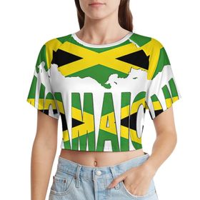 AILLOSA Racerback Tank Top Yuvarlak Yaka Kısa Kol Flag-105 Kadın T-shirt
