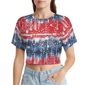 AILLOSA Racerback Tank Top Yuvarlak Yaka Kısa Kol Flag-111 Kadın T-shirt