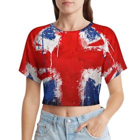 AILLOSA Racerback Tank Top Yuvarlak Yaka Kısa Kol Flag-115 Kadın T-shirt