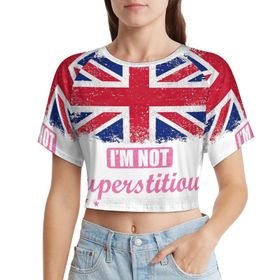 AILLOSA Racerback Tank Top Yuvarlak Yaka Kısa Kol Flag-116 Kadın T-shirt