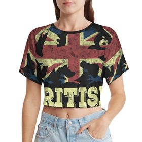 AILLOSA Racerback Tank Top Yuvarlak Yaka Kısa Kol Flag-117 Kadın T-shirt