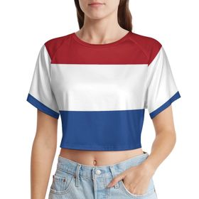 AILLOSA Racerback Tank Top Yuvarlak Yaka Kısa Kol Flag-12 Kadın T-shirt